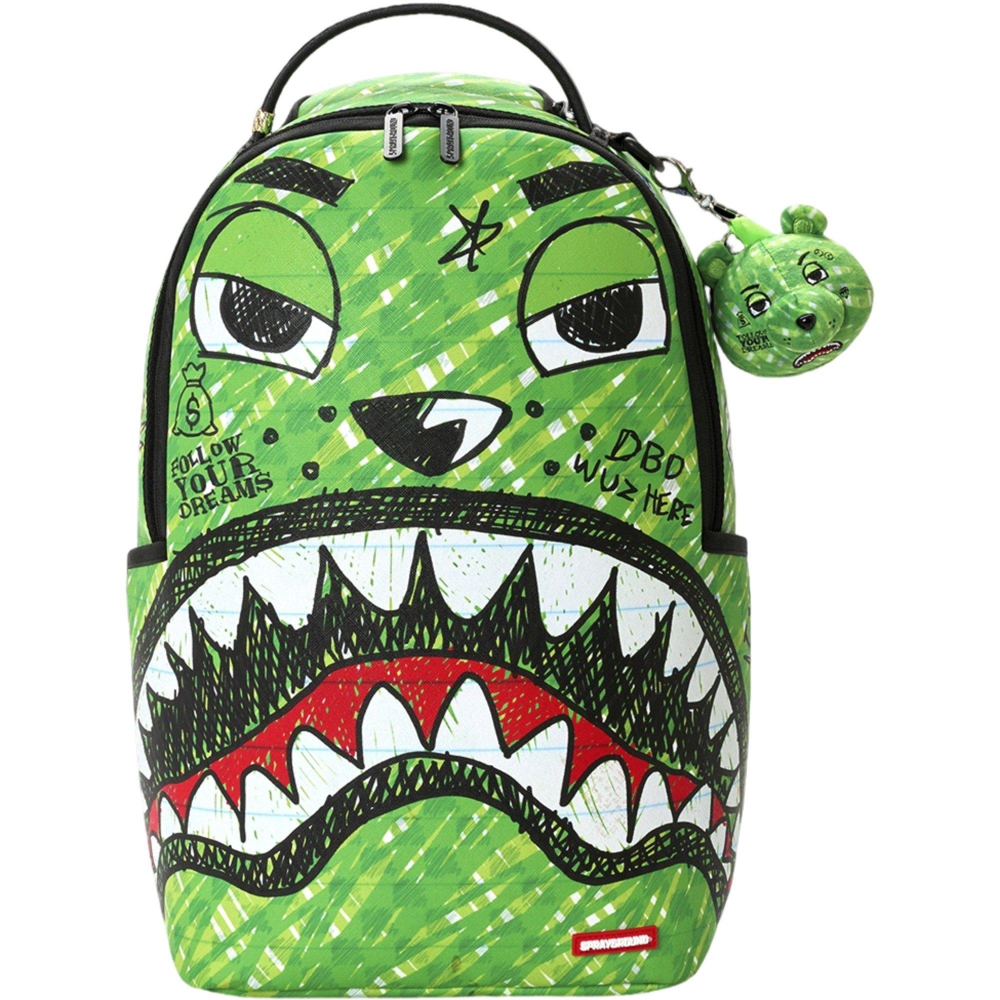 Sprayground Money Bear Doodle Backpack - GREEN